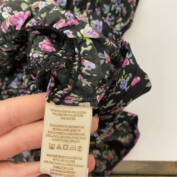 Free People || Smocked Floral Dress Black Small - Picture 7 of 8